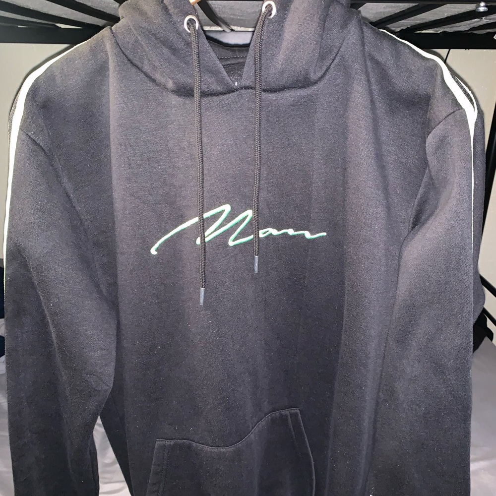 boohooMAN Black & Neon Green Tracksuit